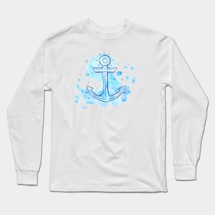 Anchor in watercolor and ink Long Sleeve T-Shirt